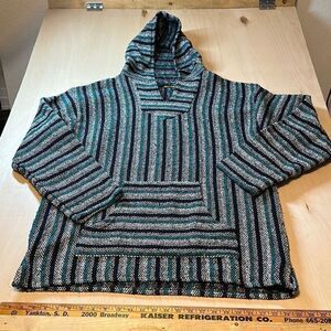 Baja Joe Poncho Jacket Mens‎ XLarge Rug Pullover Hoodie Sweatshirt Multicolor
